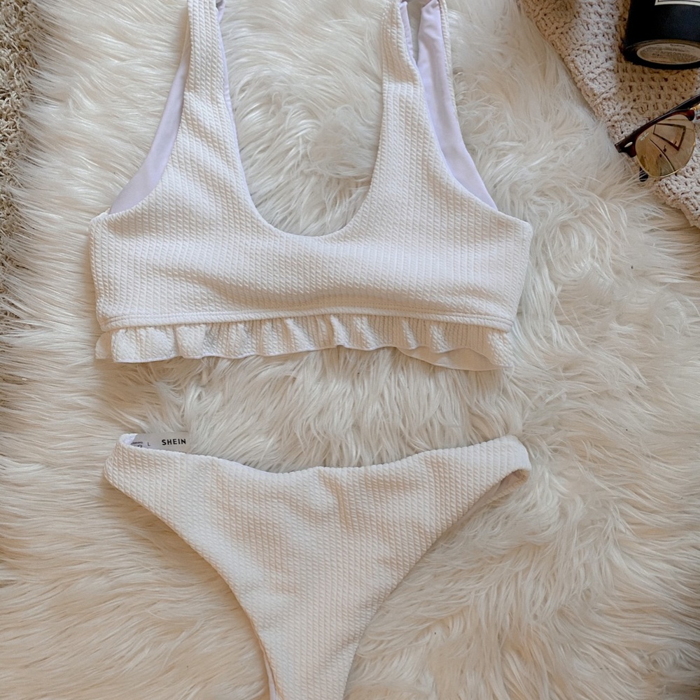 White Ruffle Bikini Set - Picture 2 of 2